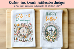 Easter floral wreath with eggs kitchen tea towel sublimation Product Image 1