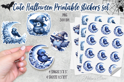 Blue Halloween Raven Crow Stickers Printable|Spooky sticker Product Image 1