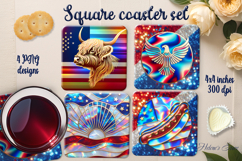 Bright Iridescent American Patriotic square coasters BUNDLE Product Image 13