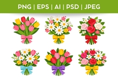 Bouquets Bundle Doodle | Vector &amp; PNG Flowers Illustration Product Image 1