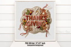 Thanksgiving Chenille Embroidered Patch Puffy design PNG Product Image 2