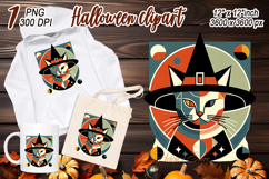 Cute Halloween black cat clipart |Abstract shirt designs png Product Image 2