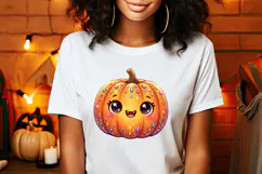 Cute Halloween clipart | Kawaii pumpkin sublimation designs Product Image 5