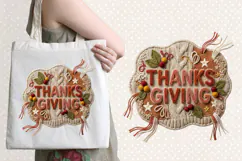 Thanksgiving Chenille Embroidered Patch Puffy design PNG Product Image 4