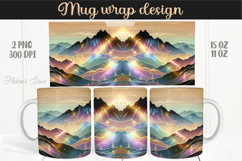 Fantasy mountains iridescent design mug wrap 15oz 11oz png Product Image 1