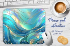 Iridescent blue ocean sublimation design mouse pad Product Image 1