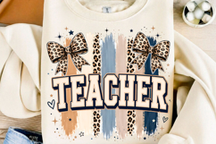 Leopard Bow Teacher PNG Product Image 1