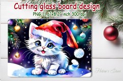 Christmas cutting board | Cute kitten playing with ornaments Product Image 1