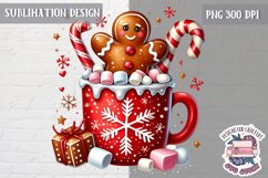 Gingerbread mans cute Christmas Sublimation PNG Coffee Cocoa Product Image 1