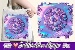 3d Bright floral border | Cute purple sublimation design png Product Image 1