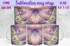 Lilac pastel floral mug wrap 15 oz sublimation design png Product Image 1