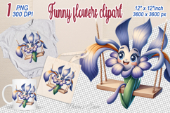 Cute iris flower clipart | Funny floral summer girly designs Product Image 1