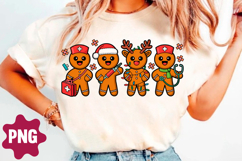 Retro Gingerbread Nurse Christmas Png Product Image 2