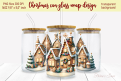 Marry Christmas gingerbread can glass wrap 16oz| Winter town Product Image 1