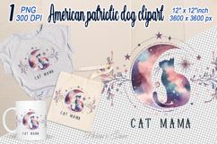 Cute watercolor cat clipart | Colorful cat mom design png Product Image 1