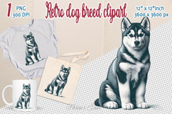 Cute vintage dog clipart | Retro dog breed design png Product Image 1