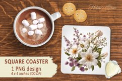 Florals bouquet square coasters |Coaster square sublimation Product Image 2
