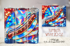 USA Patriotic holiday tumbler wrap 20oz| American hot dog Product Image 1