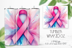 Breast cancer awareness ribbon tumbler 20oz wrap sublimation Product Image 1