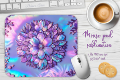 Iridescent lilac 3D flowers mouse pad sublimation design png Product Image 1