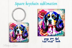 Lover Dog square keychain|Floral heart pets Keychains design Product Image 1
