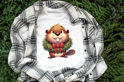 Christmas beaver clipart sublimation PNG | Funny animal face Product Image 2