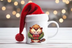 Christmas beaver clipart sublimation PNG | Funny animal face Product Image 3