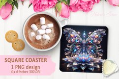3d Crystal butterfly coaster sublimation |Square coaster PNG Product Image 1