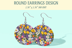 Spring Flowers earrings | Floral Round Earring sublimation Product Image 1