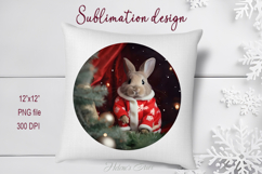 Cute Christmas bunny round cute sublimation design png Product Image 1