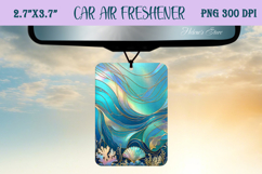 Blue &amp; gold iridescent ocean Air Freshener Car sublimating Product Image 1