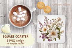 Florals bouquet square coasters |Coaster square sublimation Product Image 1