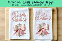Christmas Coquette bows sublimation kitchen tea towel png Product Image 1