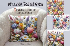 Spring flower pillow design | Watercolor Floral sublimation Product Image 1