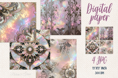 Pink floral pearl digital paper | Scrap booking graphics Product Image 1