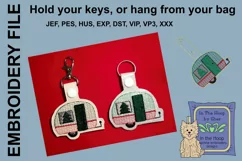 ITH Christmas Camper Key Fob - Embroidery Design Product Image 1