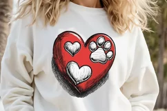 Dog mom heart Valentines day Sublimation clipart sketch png Product Image 1