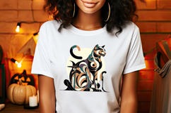 Cute Halloween black cat clipart |Abstract shirt designs png Product Image 3
