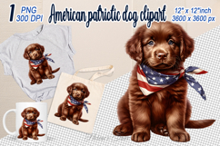 Cute puppy Dog with American flag clipart|USA Patriotic dogs Product Image 1