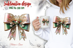 Christmas coquette bows design|Red Green bow T-shirt clipart Product Image 2