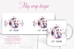 Watercolor cat mama mug wrap Sublimation design 15 oz 11oz Product Image 1