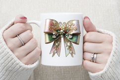 Christmas coquette bows design|Red Green bow T-shirt clipart Product Image 3