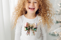 Christmas coquette bows design|Red Green bow T-shirt clipart Product Image 4