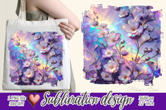 3d Bright floral border | Cute purple sublimation design png Product Image 1