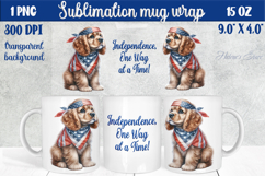 Cute American Patriotic puppy dog mug wrap sublimation 15 oz Product Image 1