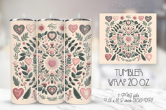 Pastel heart &amp; flowers straight skinny tumbler 20 oz wrap Product Image 1
