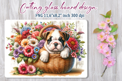 Cute puppy dog in flowers basket cutting glass board designs Product Image 1