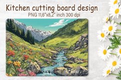 Cutting board sublimation | Mountains river cutting board Product Image 1