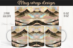 Fantasy mountains iridescent design mug wrap 15oz 11oz png Product Image 1