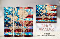 USA Patriotic holiday tumbler wrap 20oz| Rose flower bouquet Product Image 1